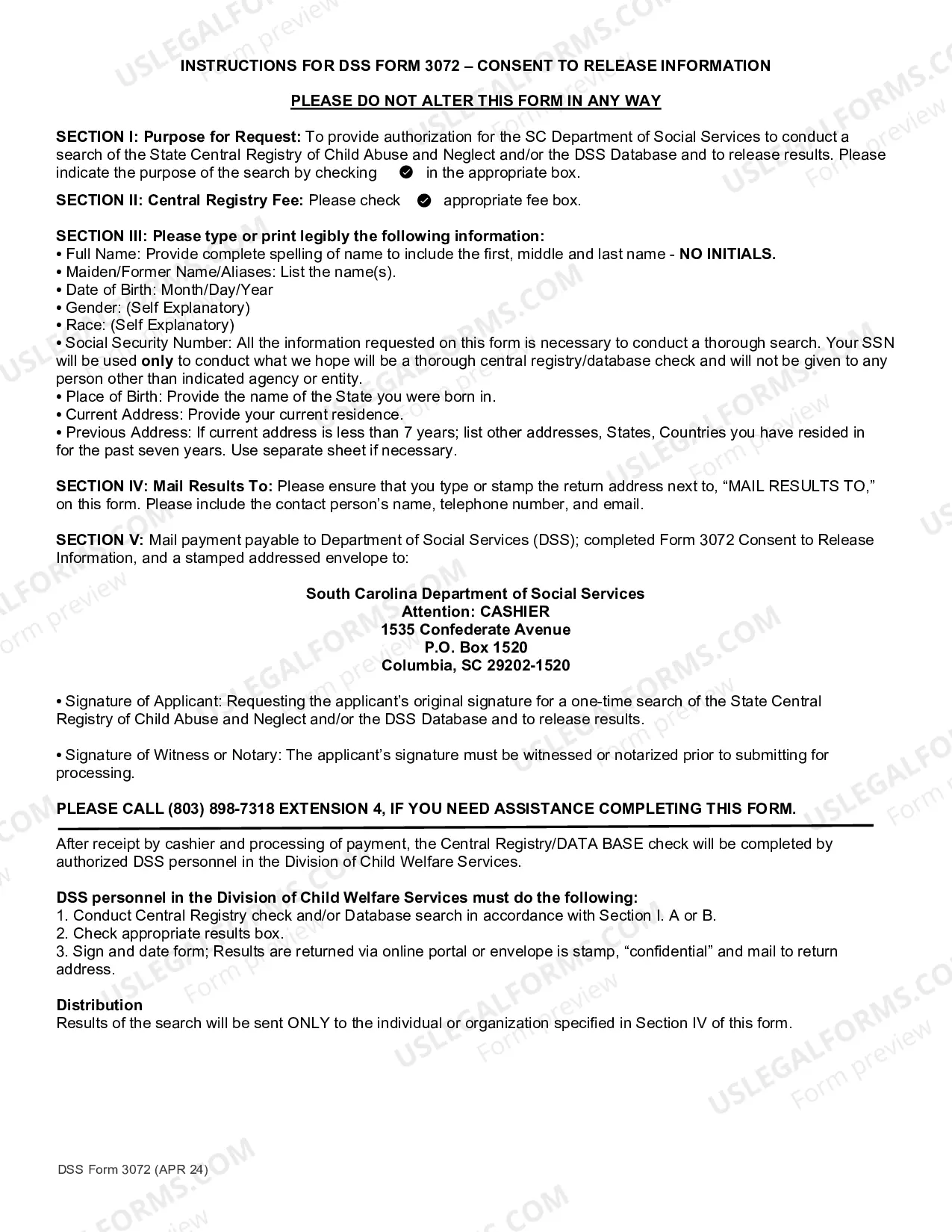 Preview Request for Central Registry and/or Child Abuse Record Check