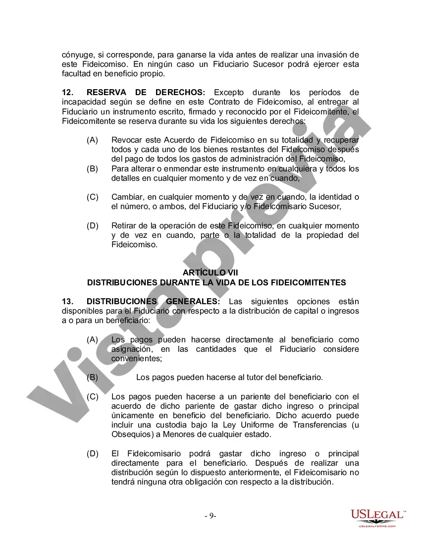 Preview Fideicomiso en vida para esposo y esposa sin hijos