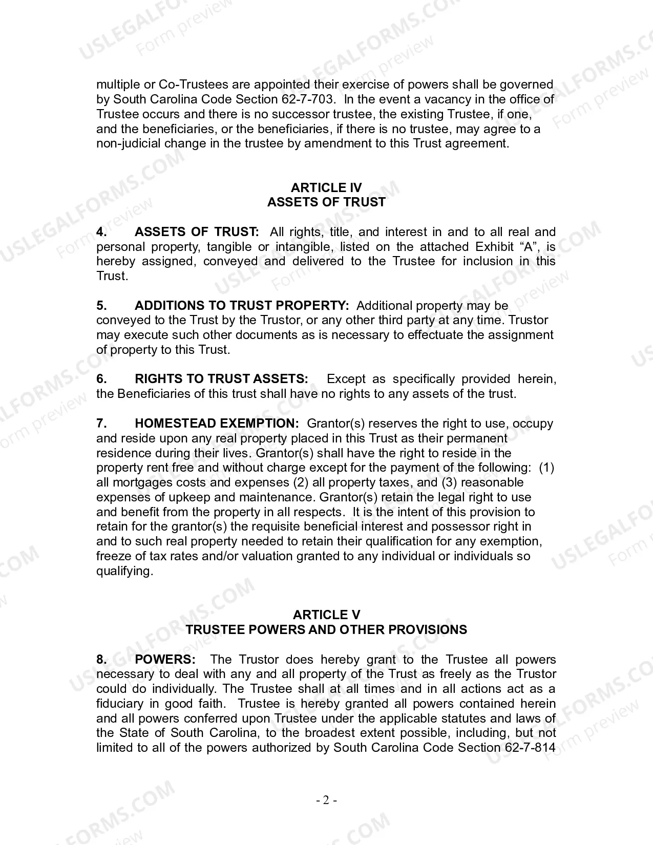 Preview Revocable Living Trust for Husband and Wife with No Children