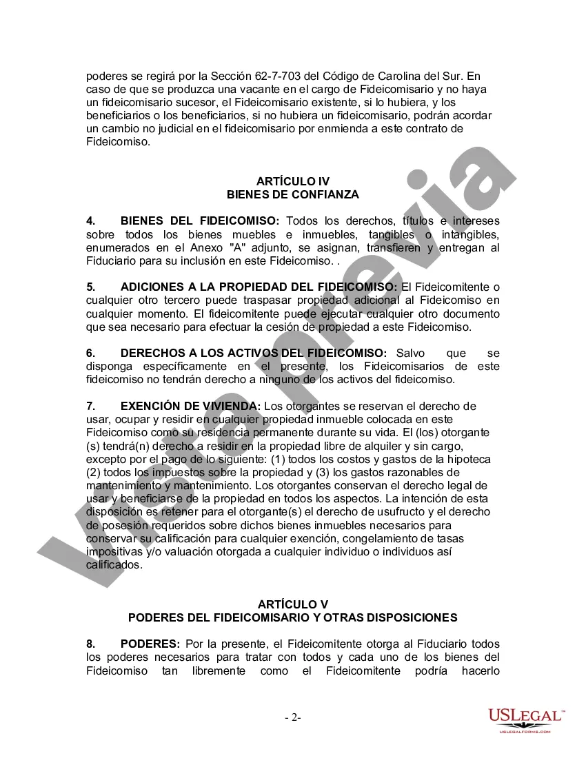 Preview Fideicomiso en Vida para Individuos Solteros, Divorciados o Viudos o Viudos sin Hijos