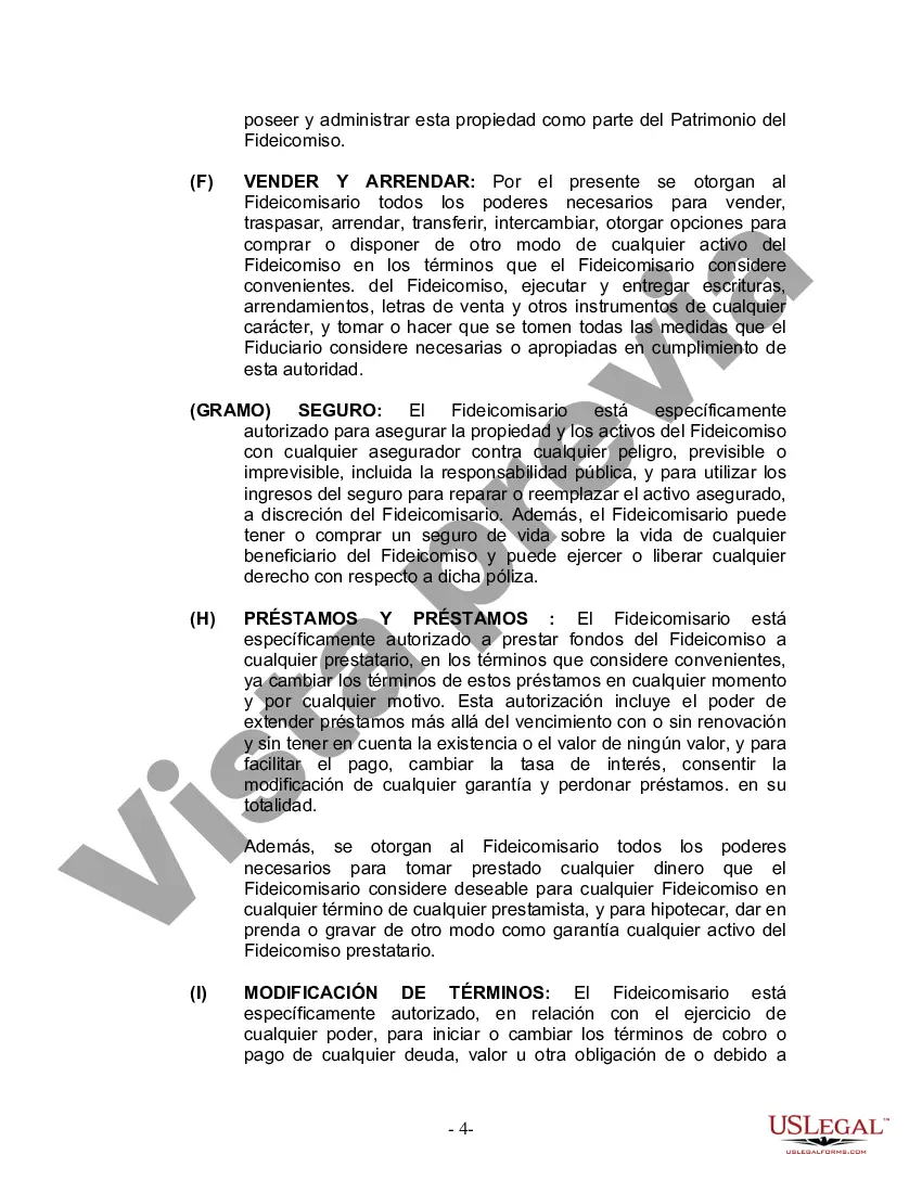 Preview Fideicomiso en Vida para Individuos Solteros, Divorciados o Viudos o Viudos sin Hijos