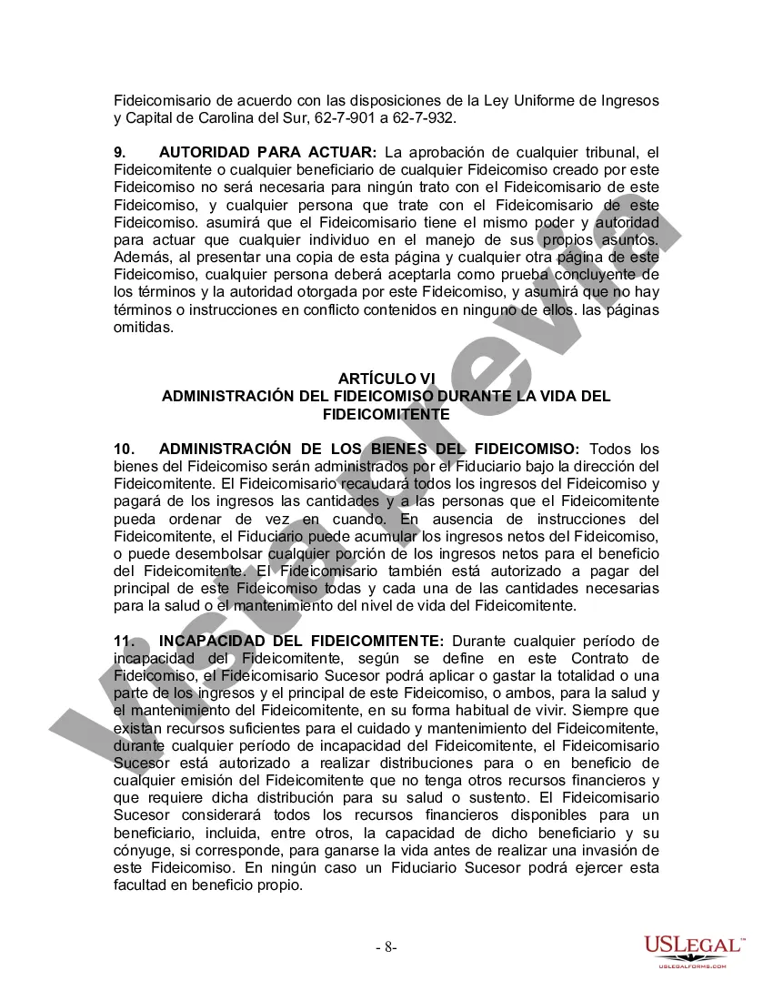 Preview Fideicomiso en Vida para Individuos Solteros, Divorciados o Viudos o Viudos sin Hijos