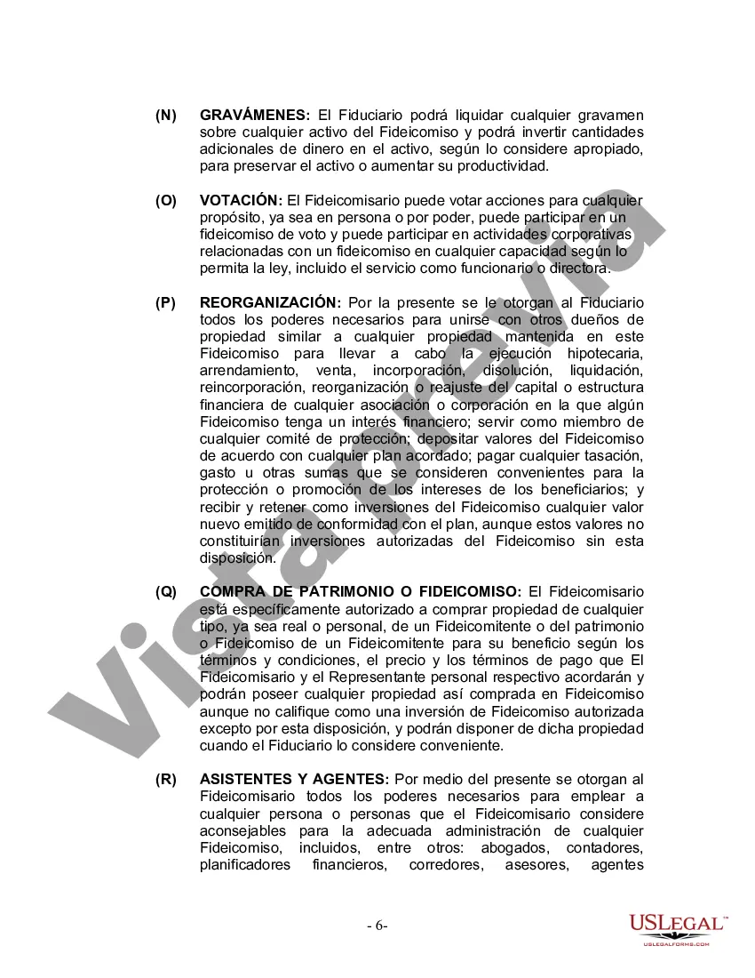 Preview Fideicomiso en Vida para Individuos Solteros, Divorciados o Viudos o Viudos con Hijos