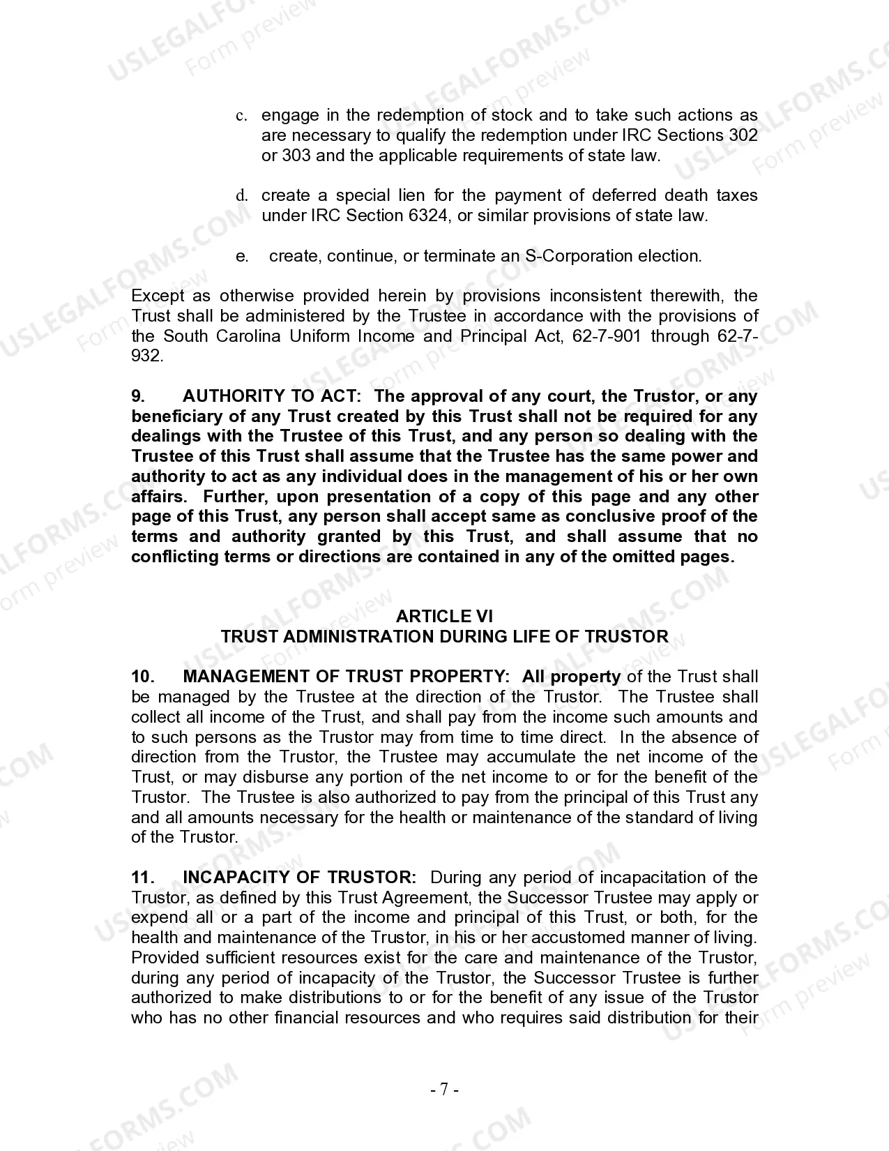 Preview Living Trust for Individual Who is Single, Divorced or Widow or Widower with Children