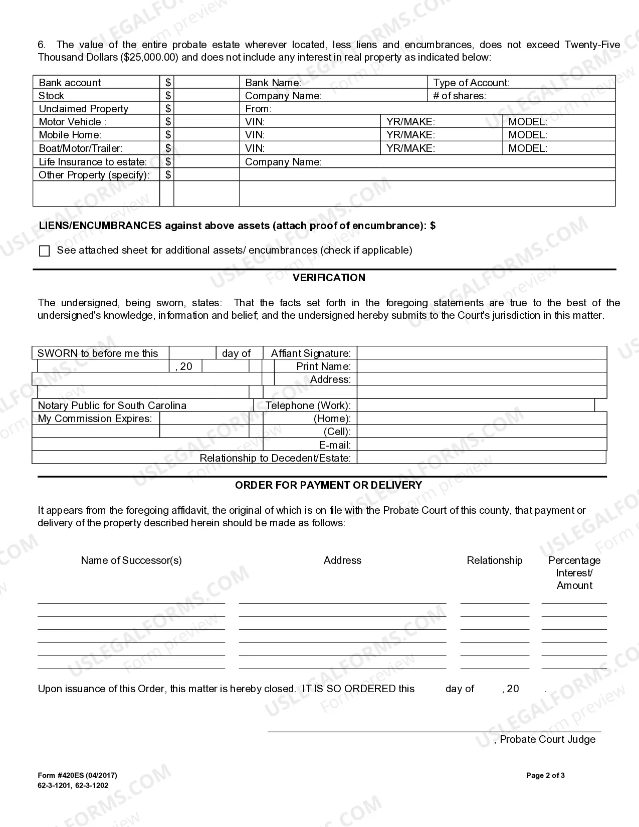 Preview Small Estate Heirship Affidavit for Estates Not More Than $25,000