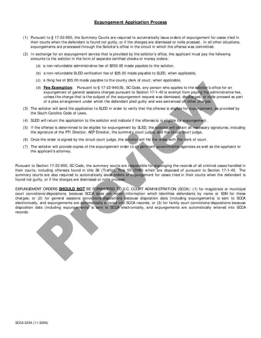 Preview Order for Destruction of Arrest Records