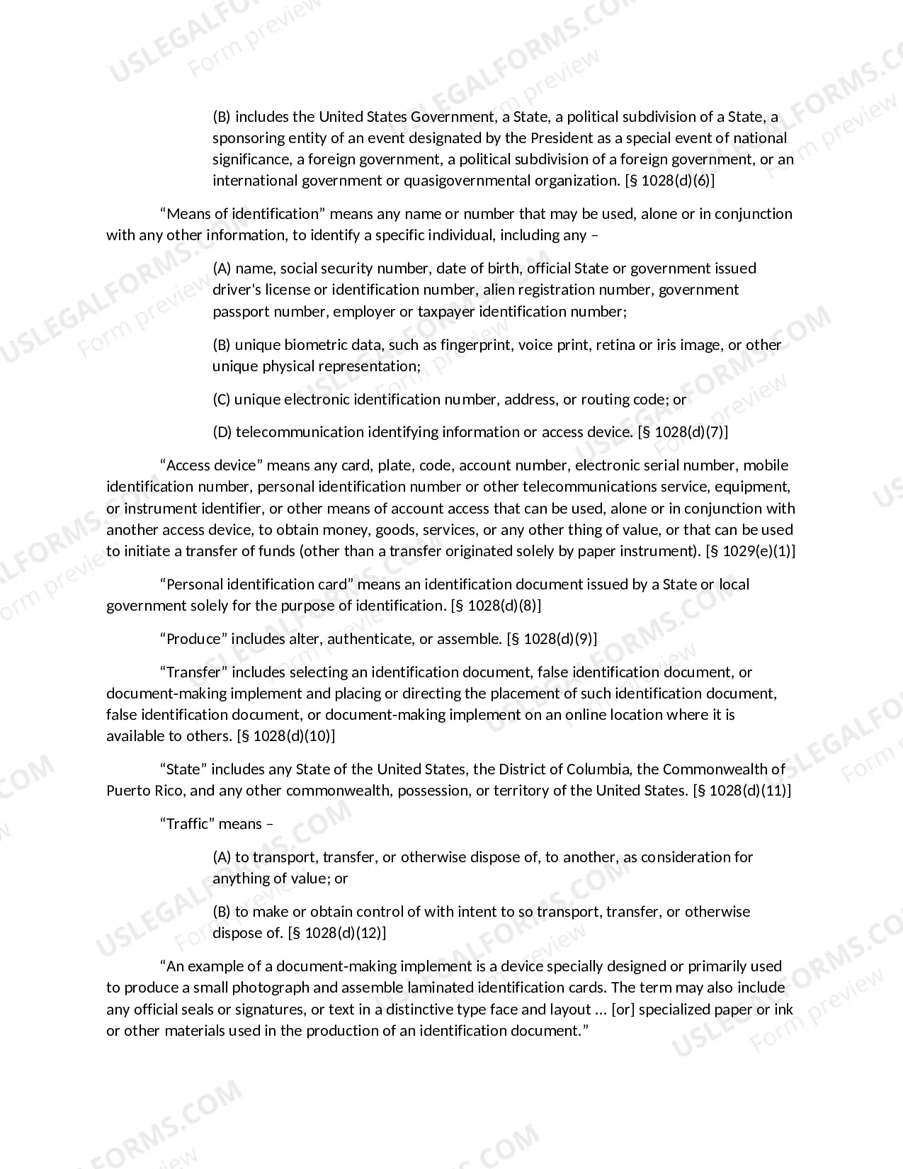 Preview FRAUD IN CONNECTION WITH IDENTIFICATION DOCUMENTS