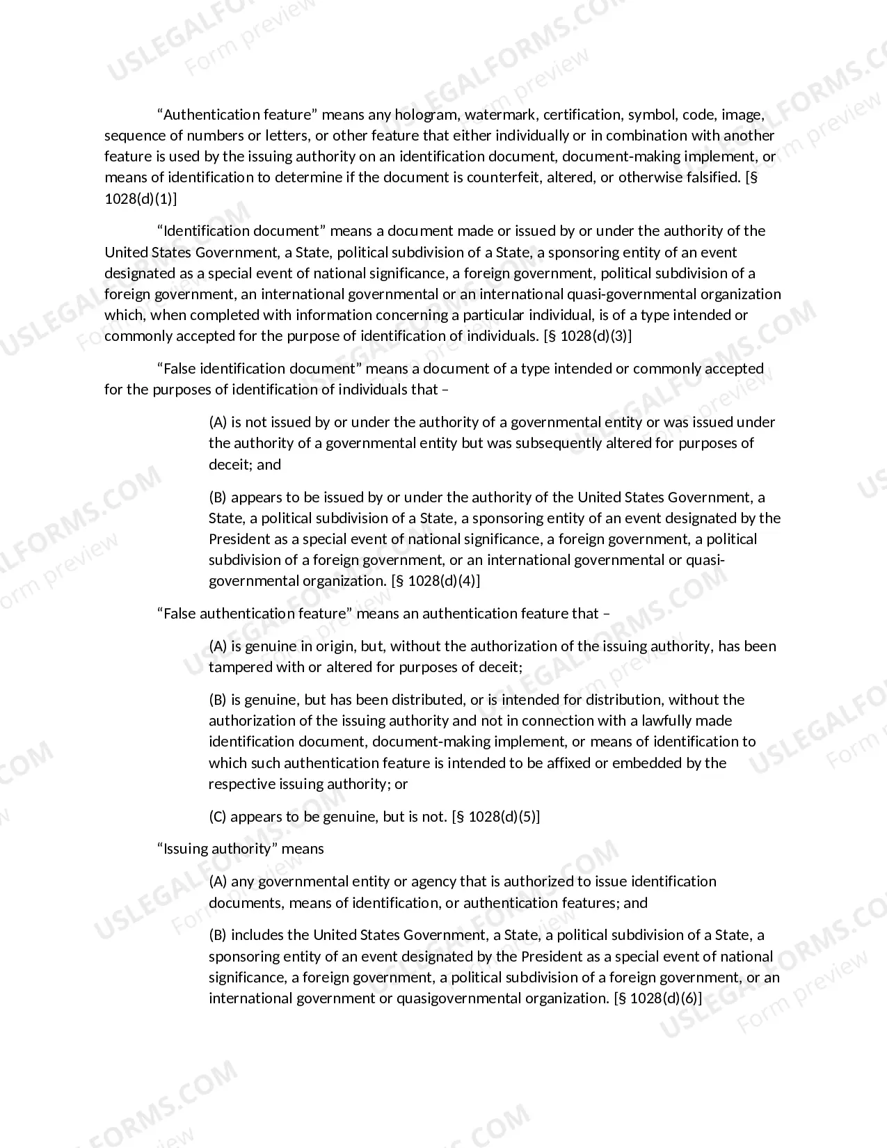Preview FRAUD IN CONNECTION WITH IDENTIFICATION DOCUMENTS