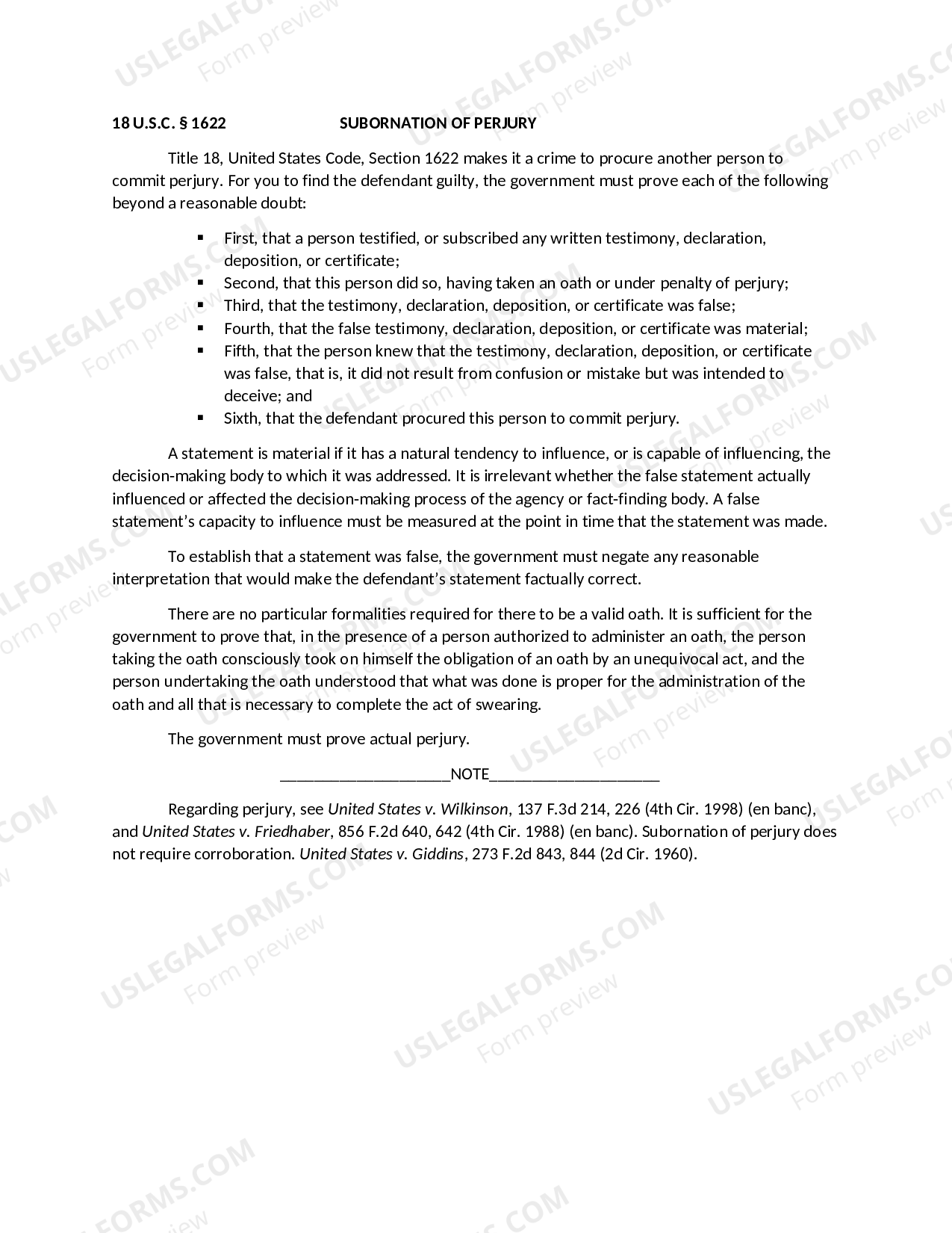 South Carolina SUBORNATION OF PERJURY US Legal Forms