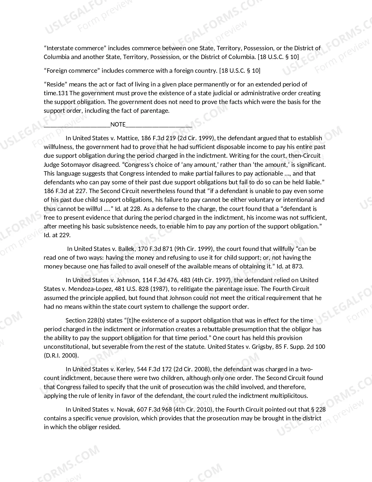 Preview FAILURE TO PAY CHILD SUPPORT