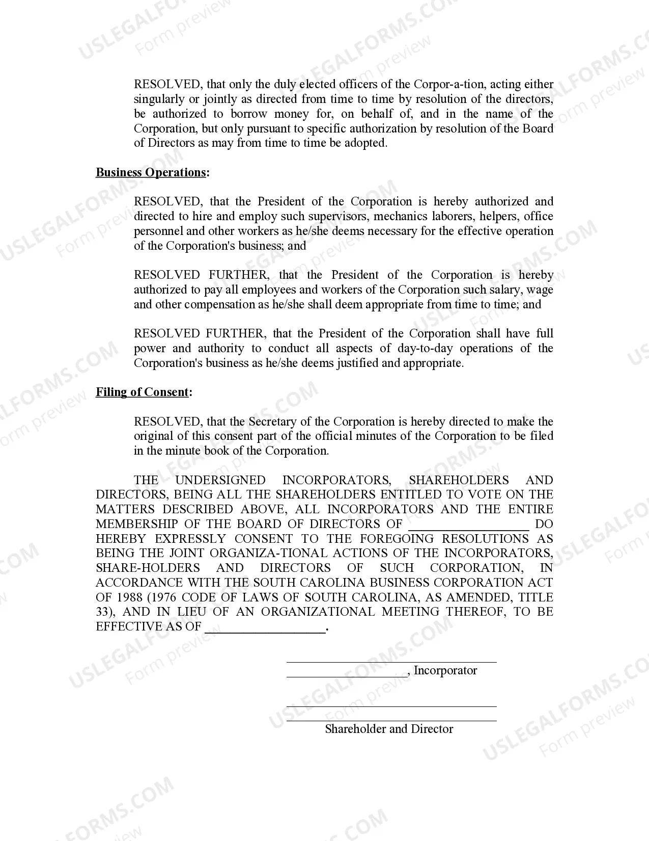 Preview Minutes for Organizational Meeting