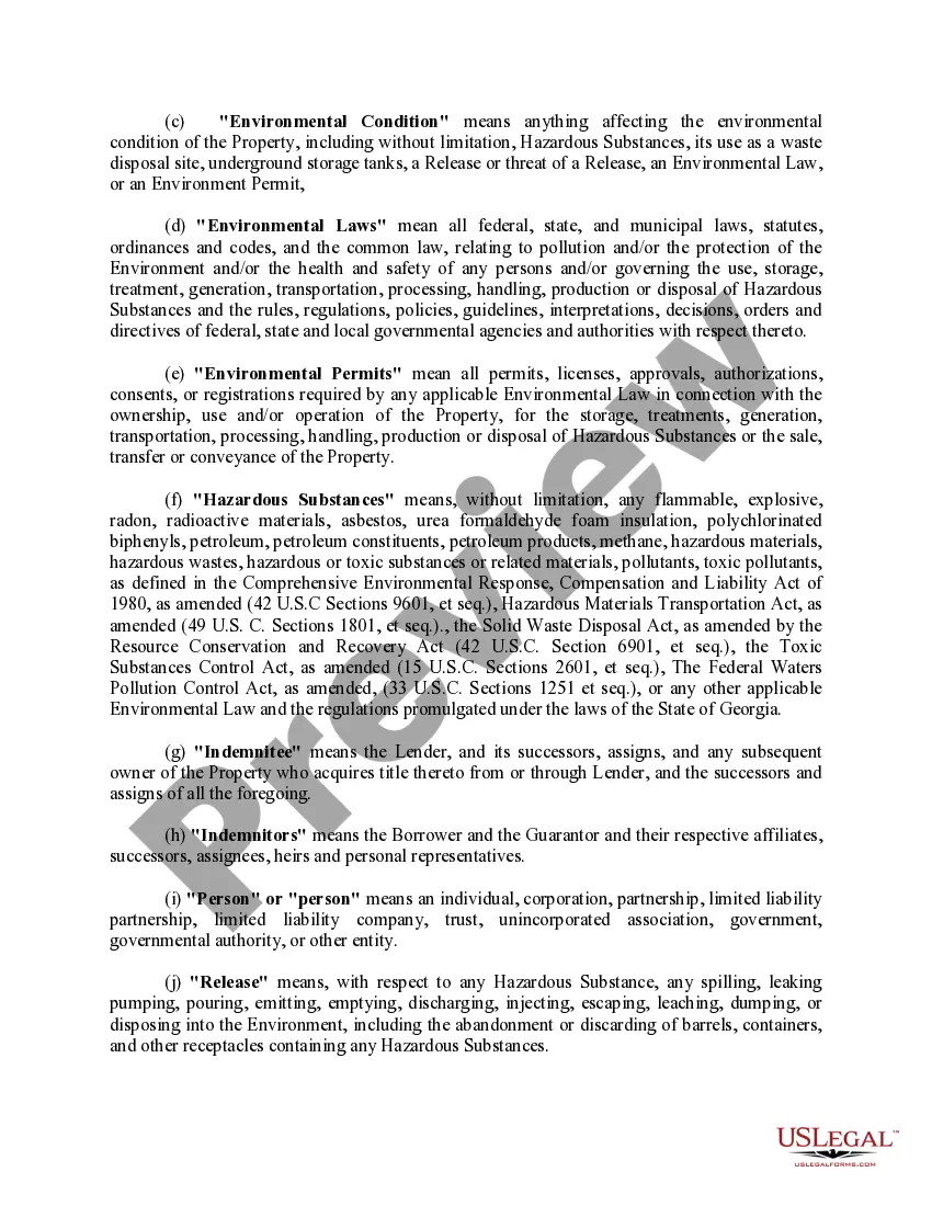 Preview Environmental Compliance and Indemnification Undertaking