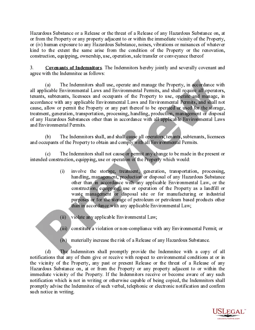 Preview Environmental Compliance and Indemnification Undertaking