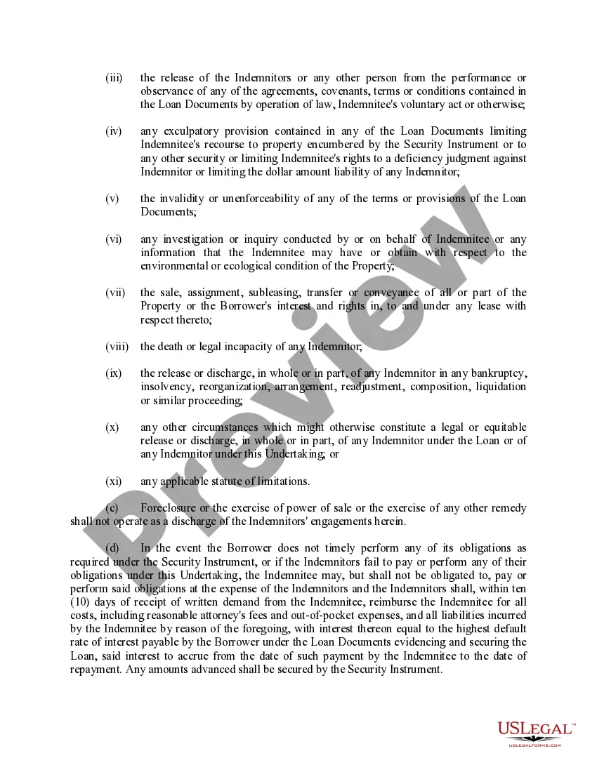Preview Environmental Compliance and Indemnification Undertaking