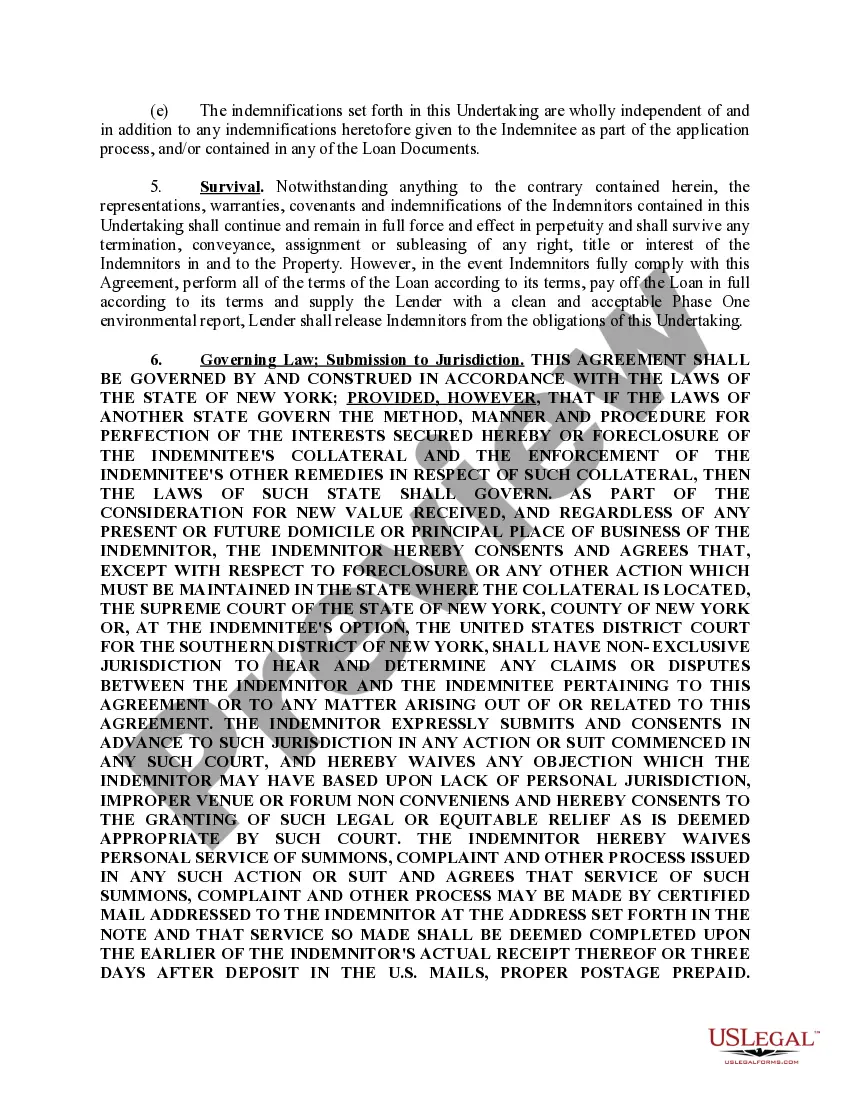 Preview Environmental Compliance and Indemnification Undertaking