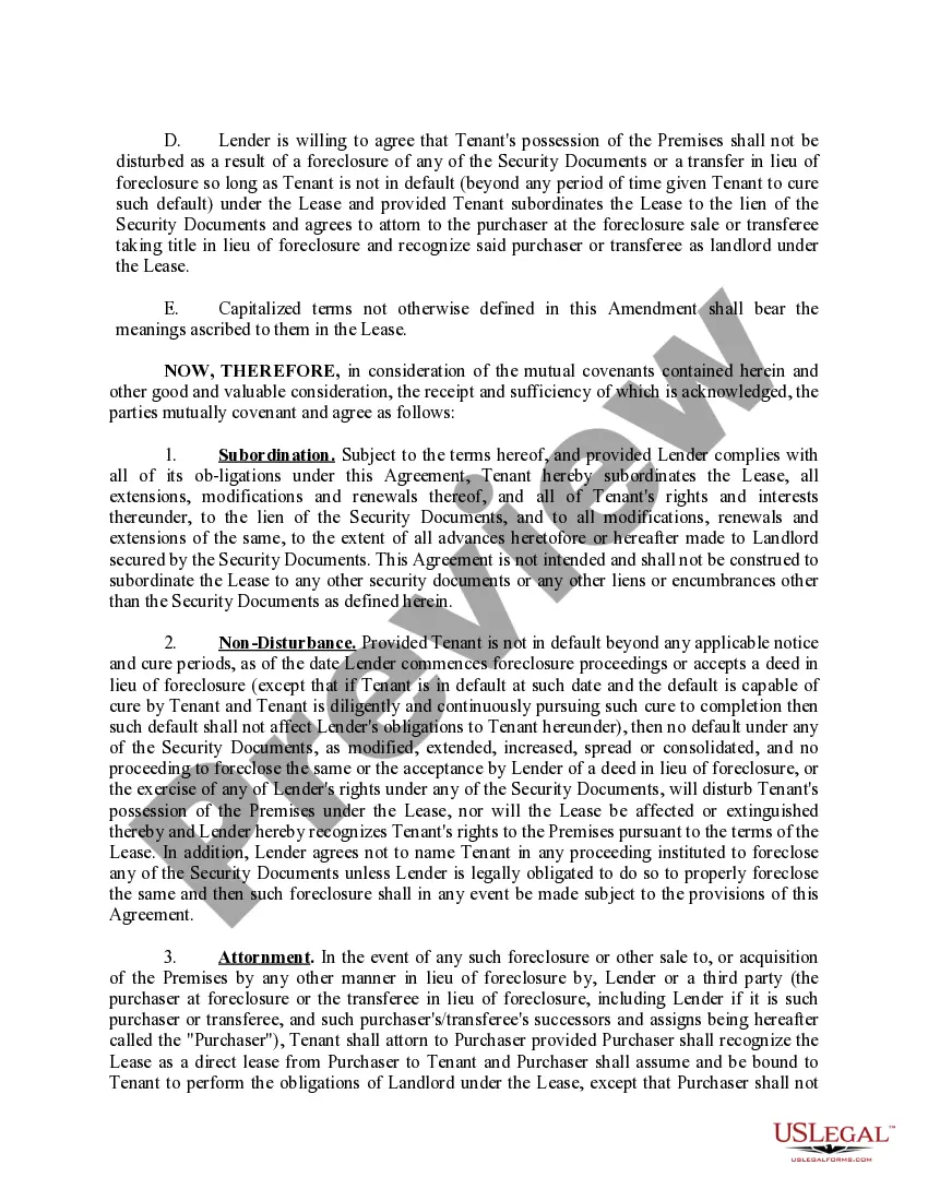 Preview Subordination, Non-Disturbance, and Attornment Agreement