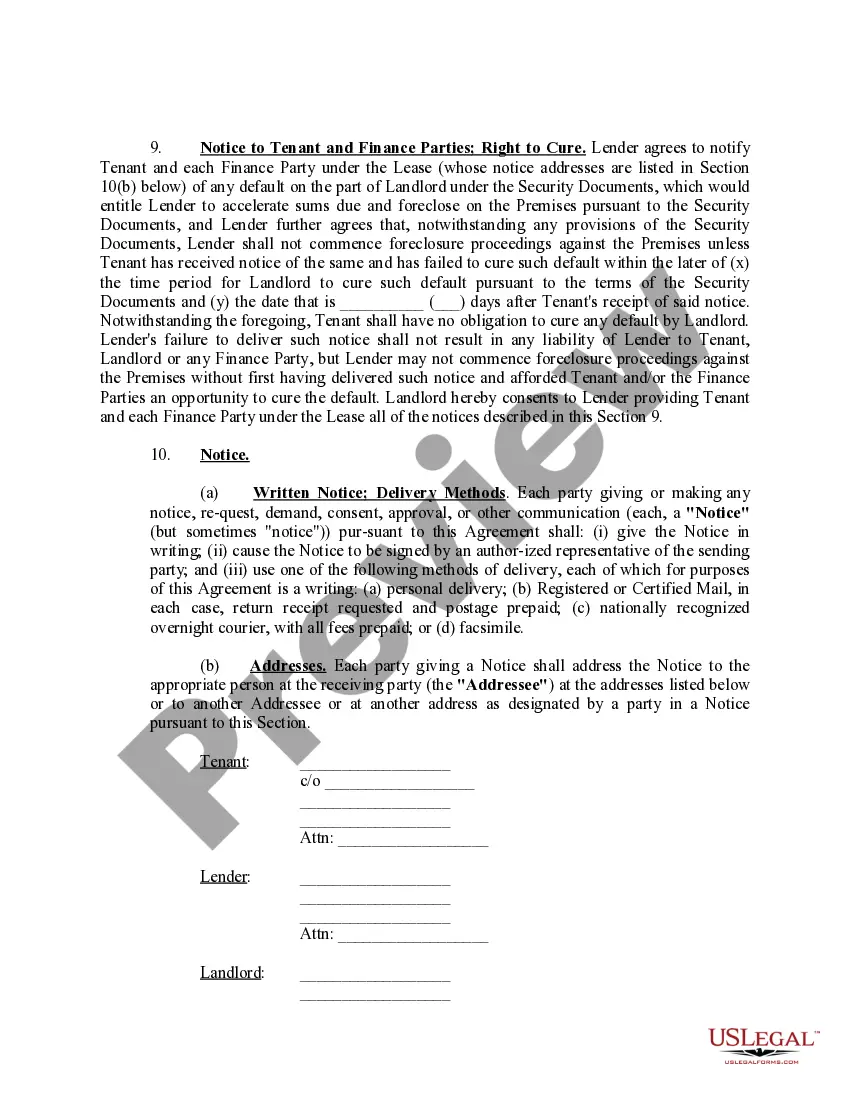 Preview Subordination, Non-Disturbance, and Attornment Agreement