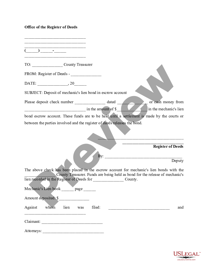 Bond Mechanics Lien Without Contract | US Legal Forms