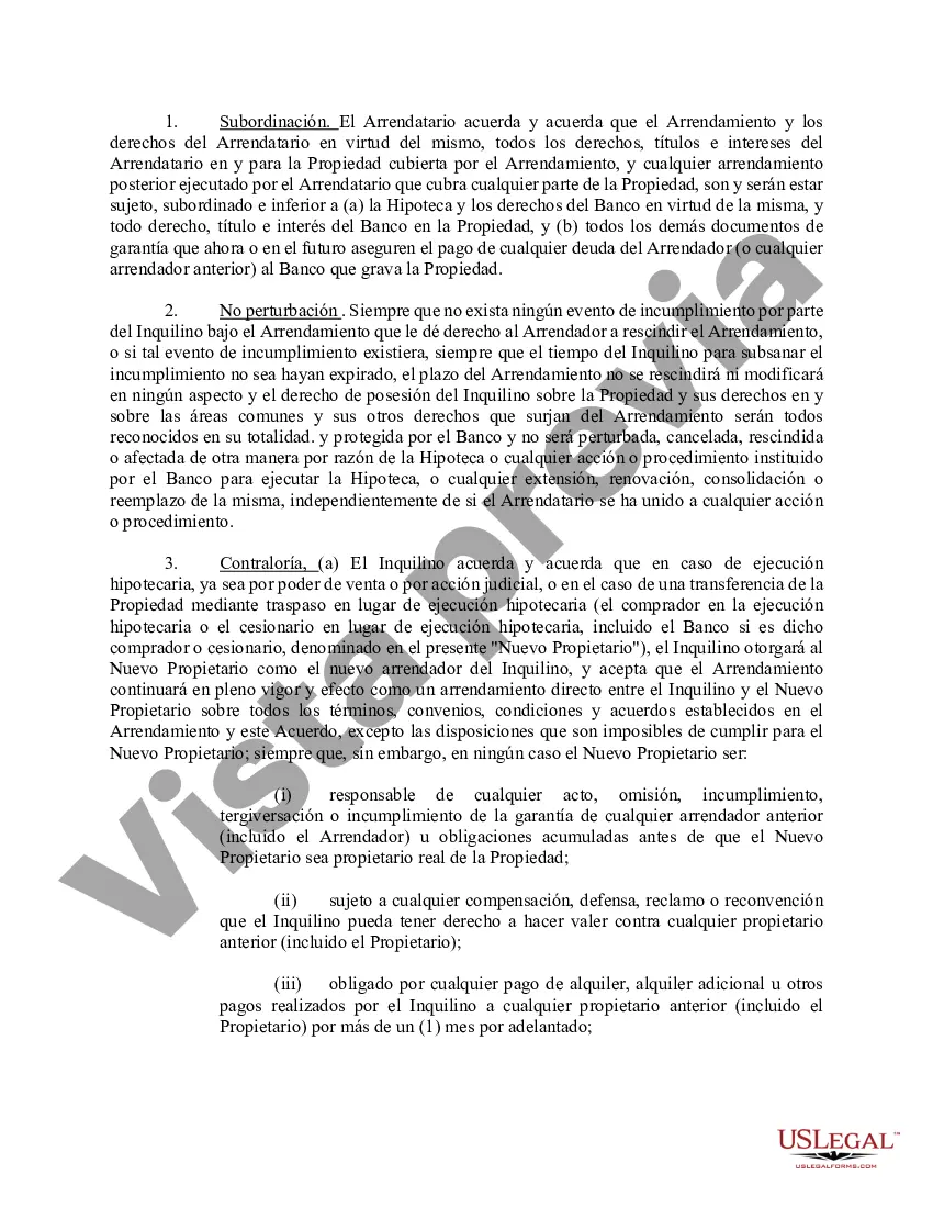 Get Acuerdo de Subordinación, No Perturbación y Apertura Preview Acuerdo de Subordinación, No Perturbación y Apertura