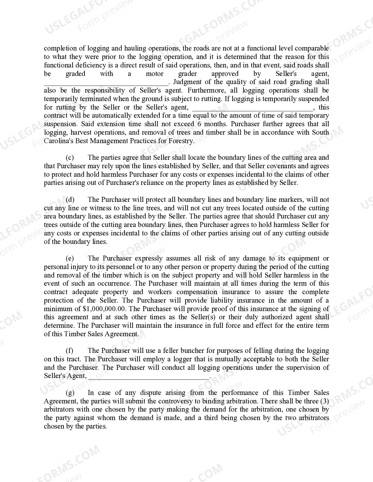 Preview Timber Sales Agreement