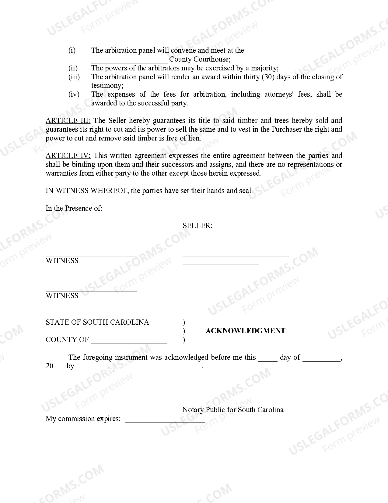 Preview Timber Sales Agreement