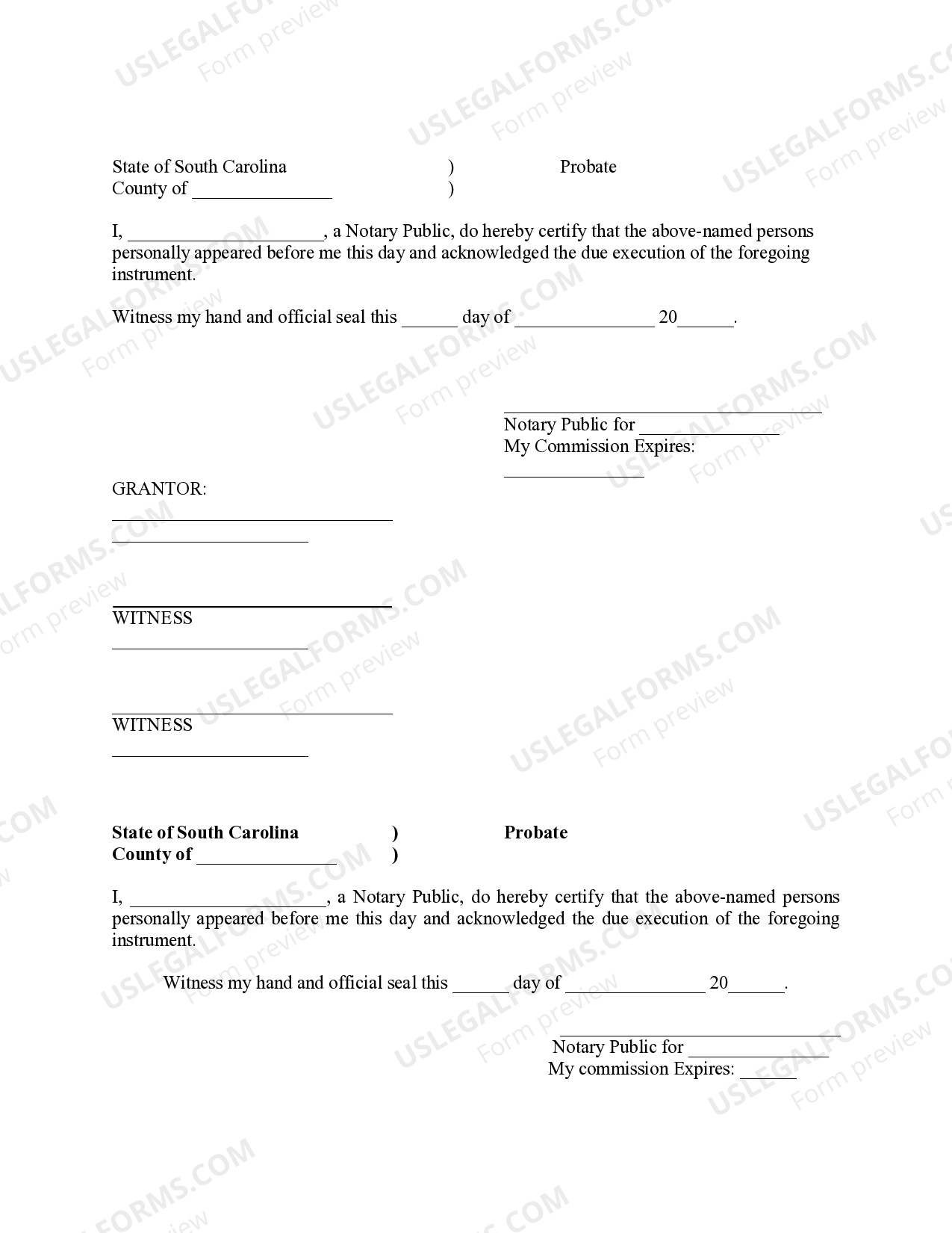 South Carolina Construction and Maintenance Easement Pond Dam Runaround