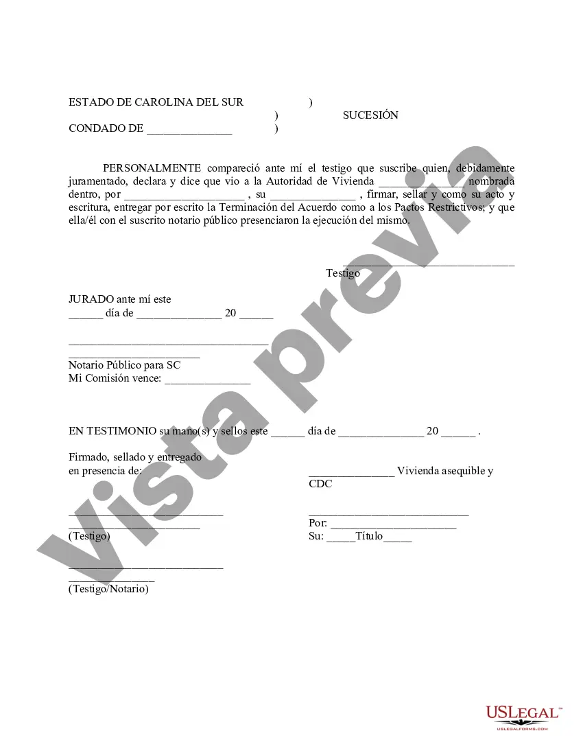 Preview Terminación del Acuerdo en cuanto a Convenios Restringidos