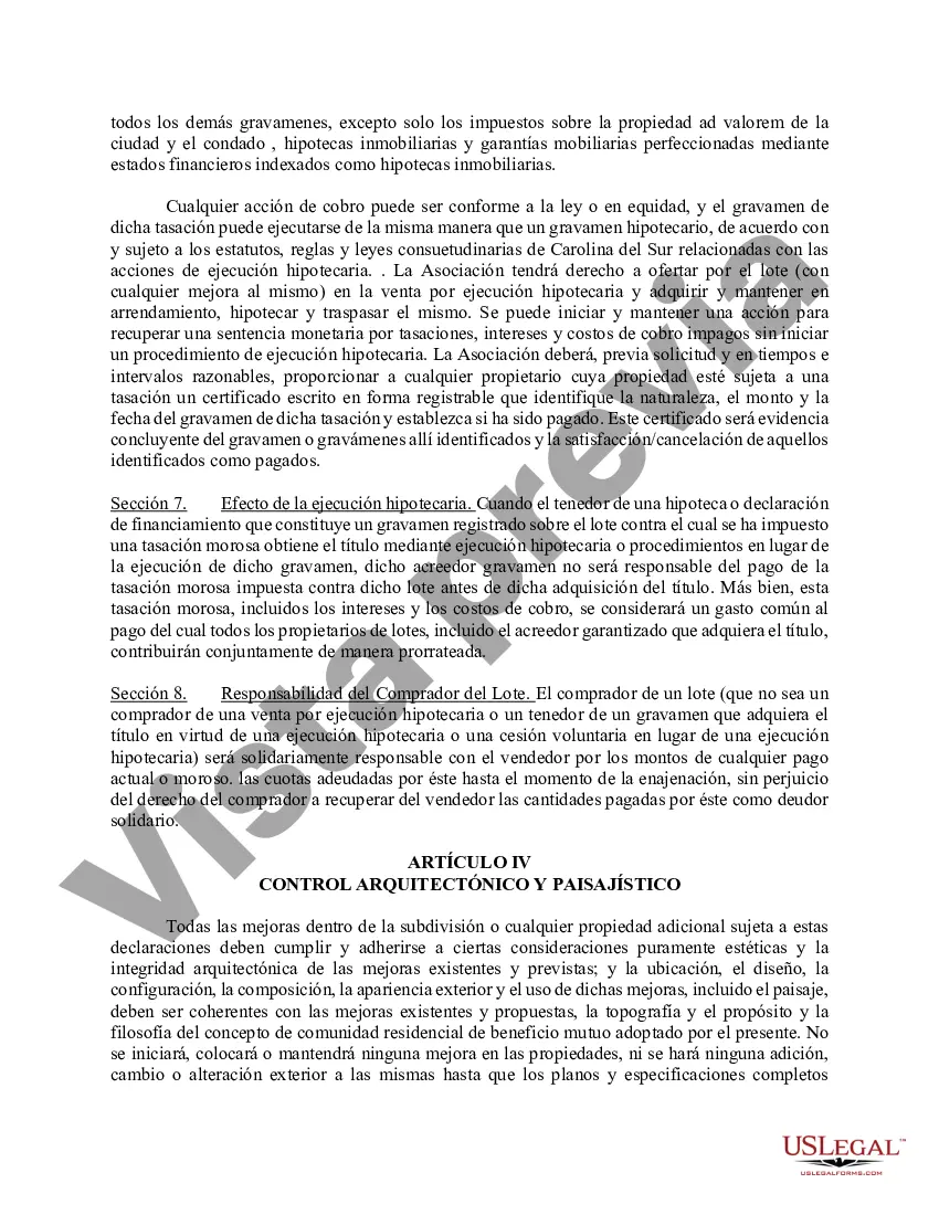 Preview Declaración de Convenios, Condiciones y Restricciones