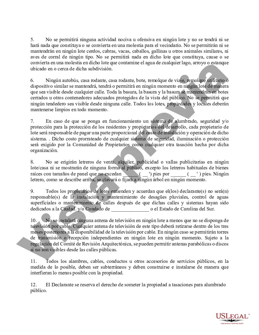 Preview Declaración de Convenios, Condiciones y Restricciones