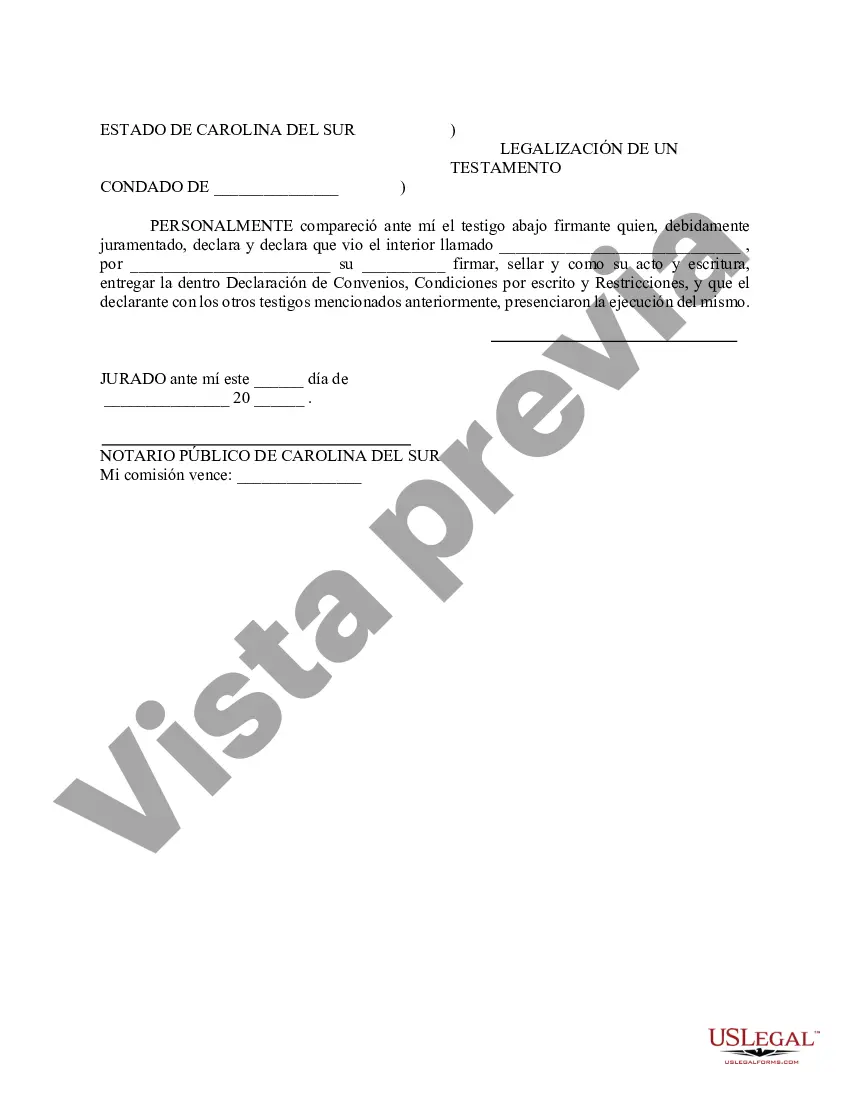 Preview Declaración de Convenios, Condiciones y Restricciones