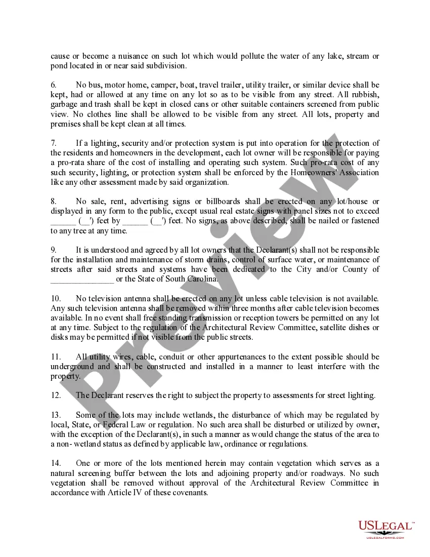 Preview Declaration of Covenants, Conditions and Restrictions