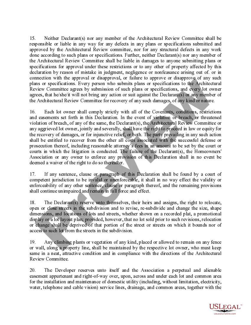 Preview Declaration of Covenants, Conditions and Restrictions