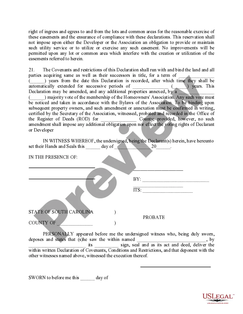 Preview Declaration of Covenants, Conditions and Restrictions
