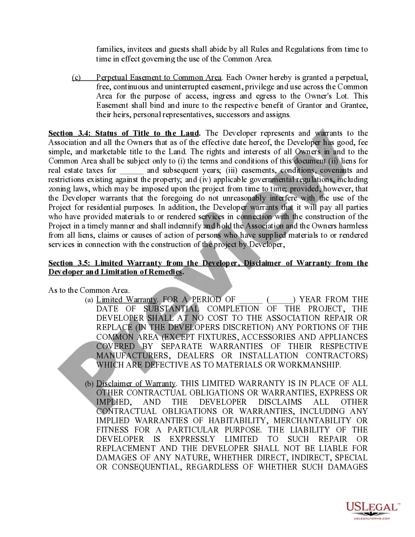 Preview Covenants and Restrictions for Developer