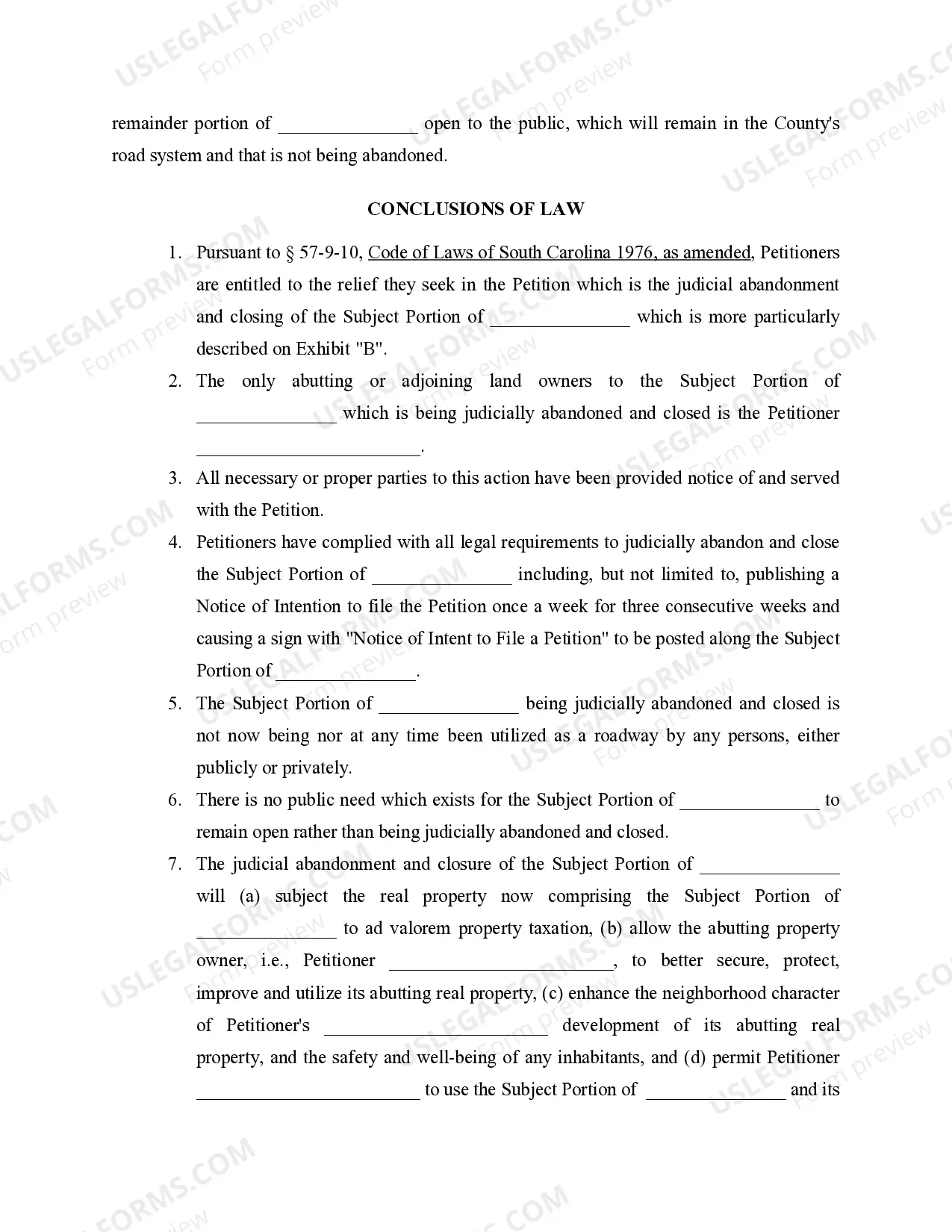 Preview Consent Order for Judicial Abandonment and Road Closure