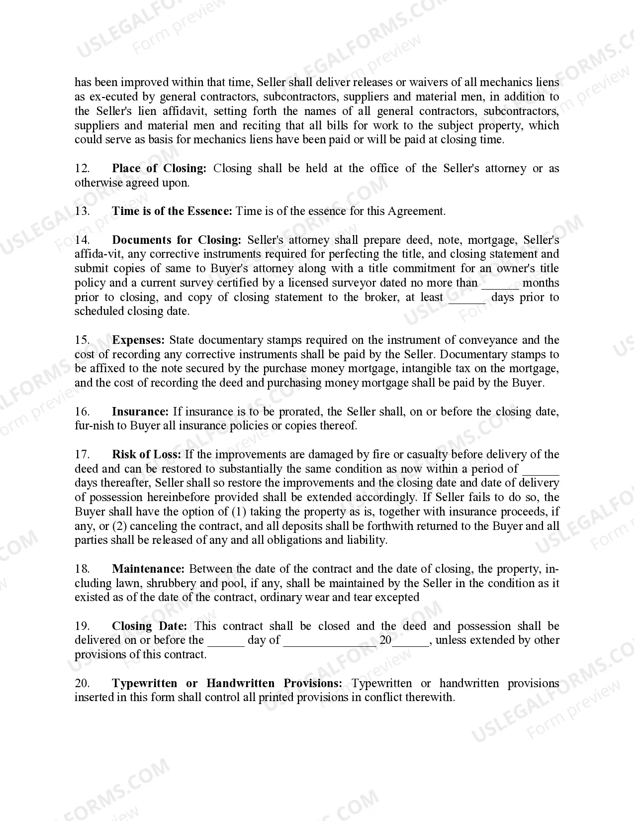 Preview Agreement to Sell Real Estate