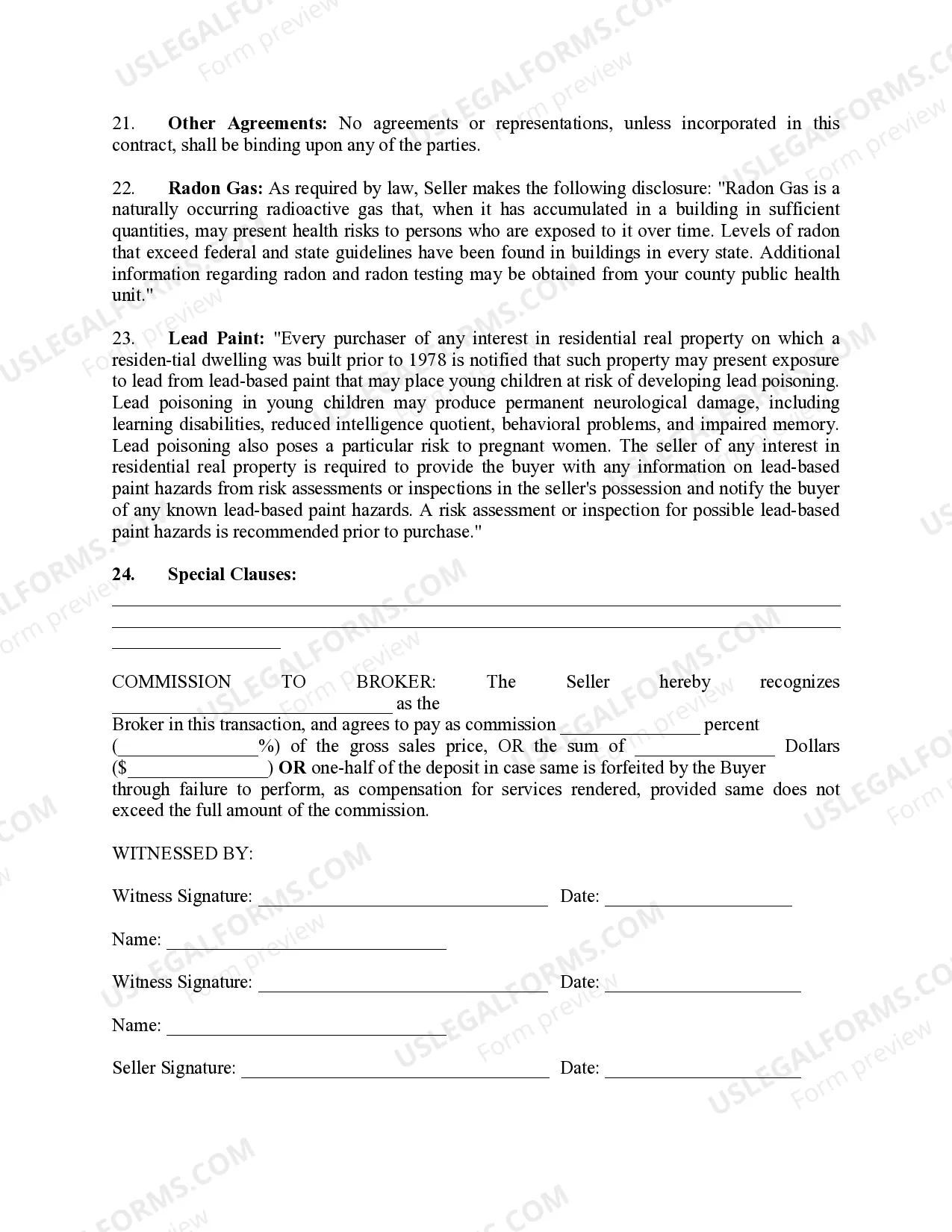 Preview Agreement to Sell Real Estate