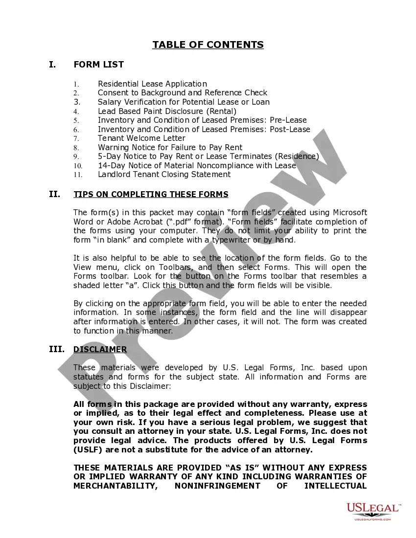 Preview South Carolina Supplemental Residential Lease Forms Package