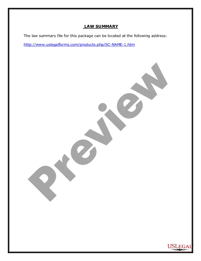 Preview South Carolina Name Change Instructions and Forms Package for an Adult