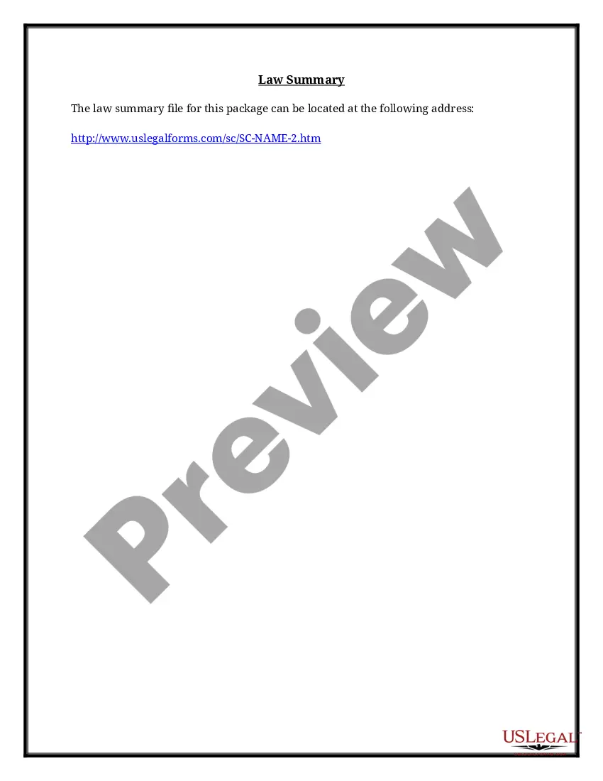 Preview South Carolina Name Change Instructions and Forms Package for a Minor