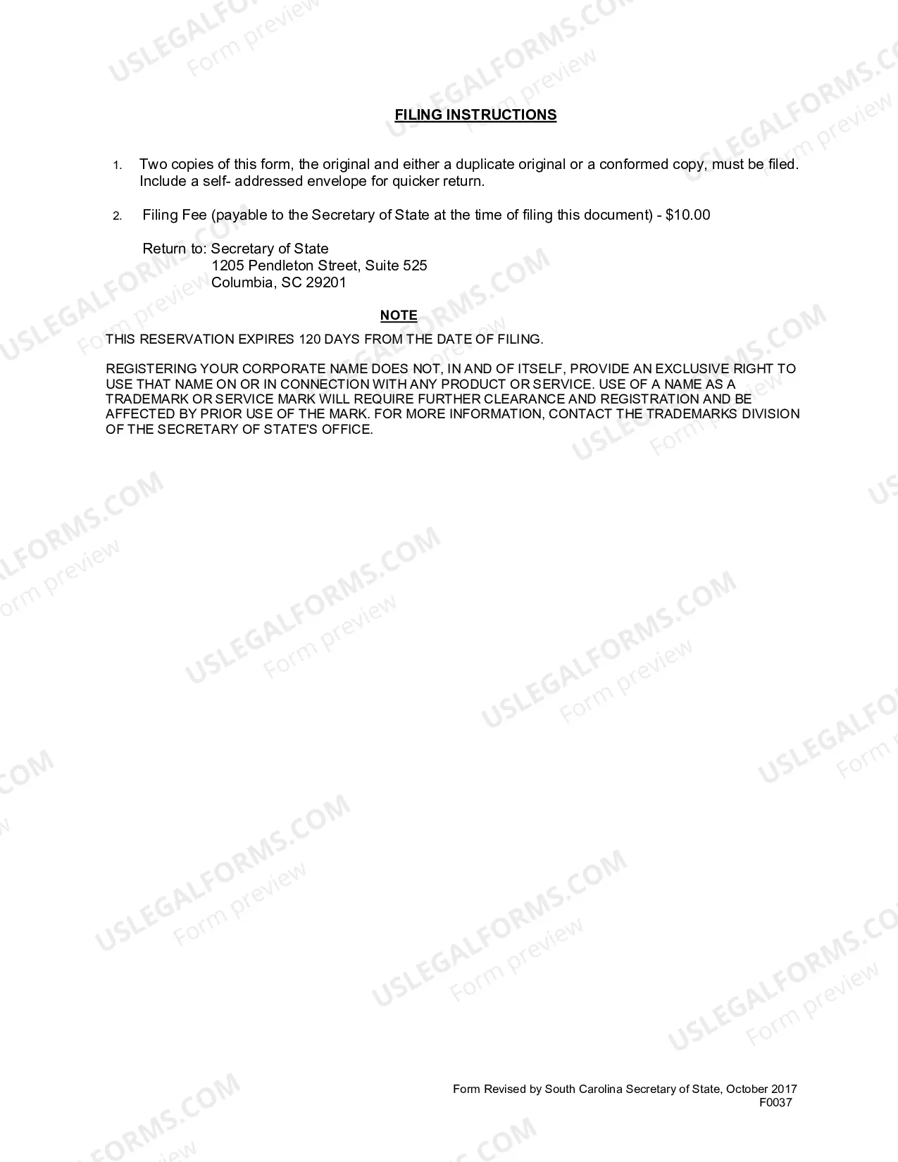 Preview Application of Name Reservation
