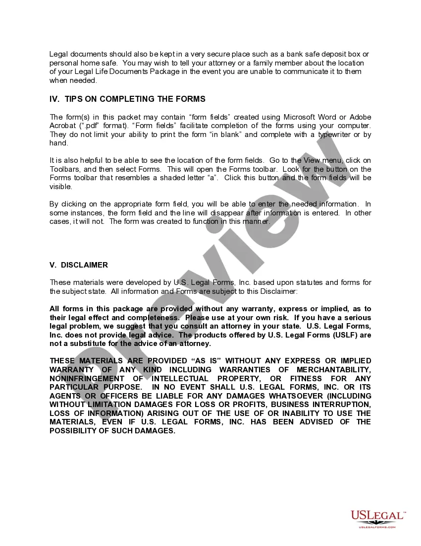 Preview South Carolina Life Documents Planning Package, including Will, Power of Attorney and Living Will