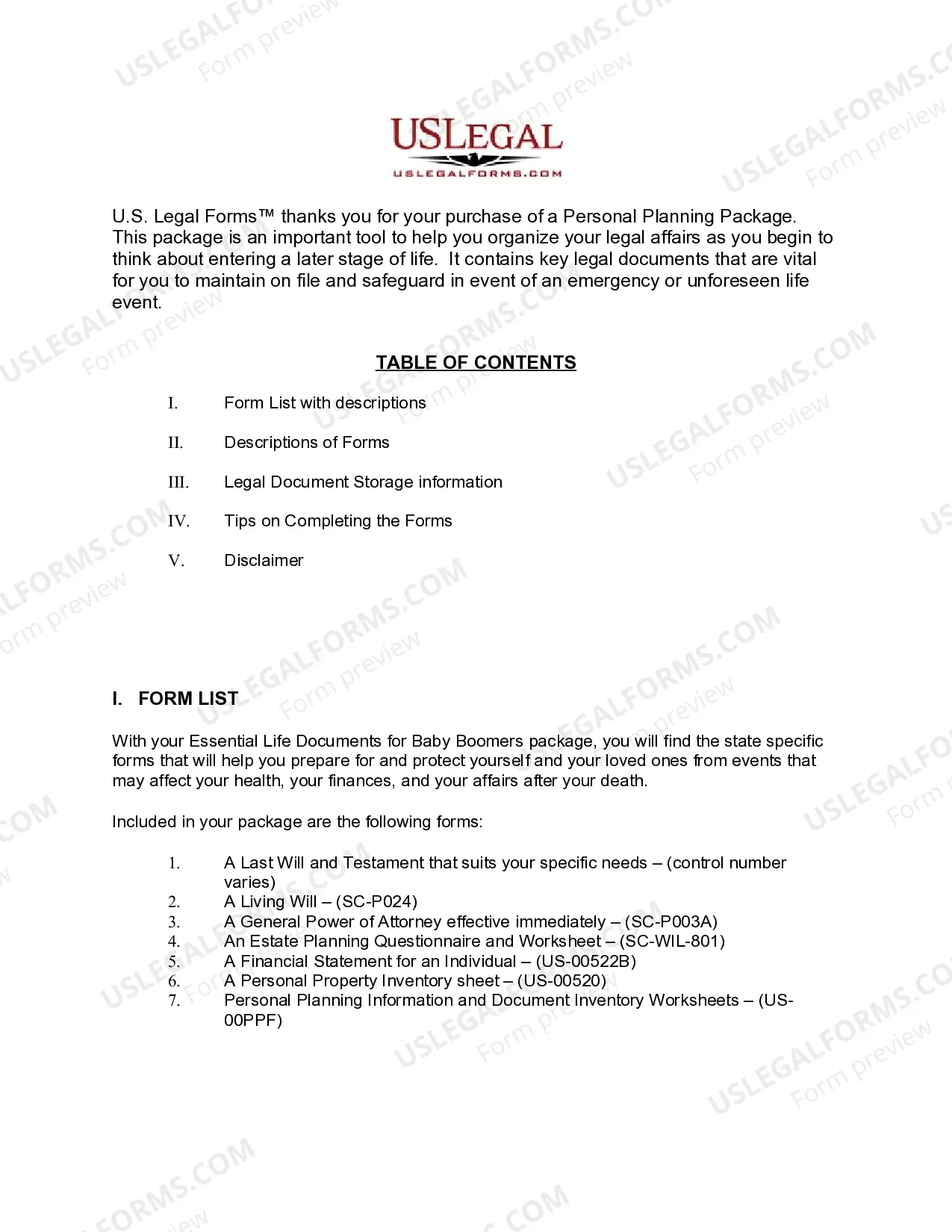 Preview South Carolina Essential Legal Life Documents for Baby Boomers