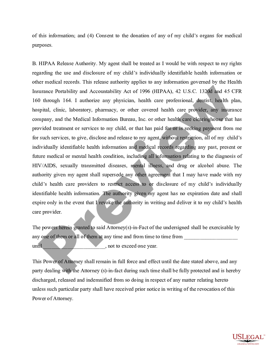 page 2 General Power of Attorney for Care and Custody of Child or Children preview