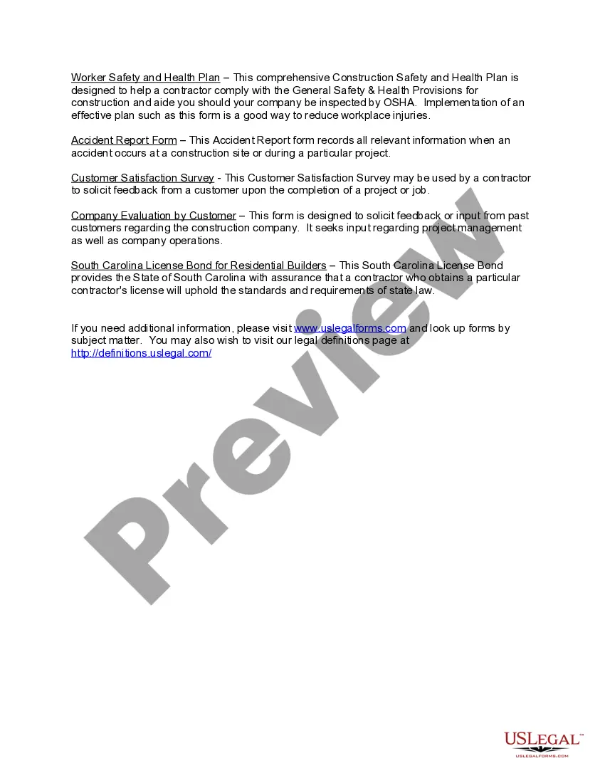 Preview South Carolina Contractors Forms Package