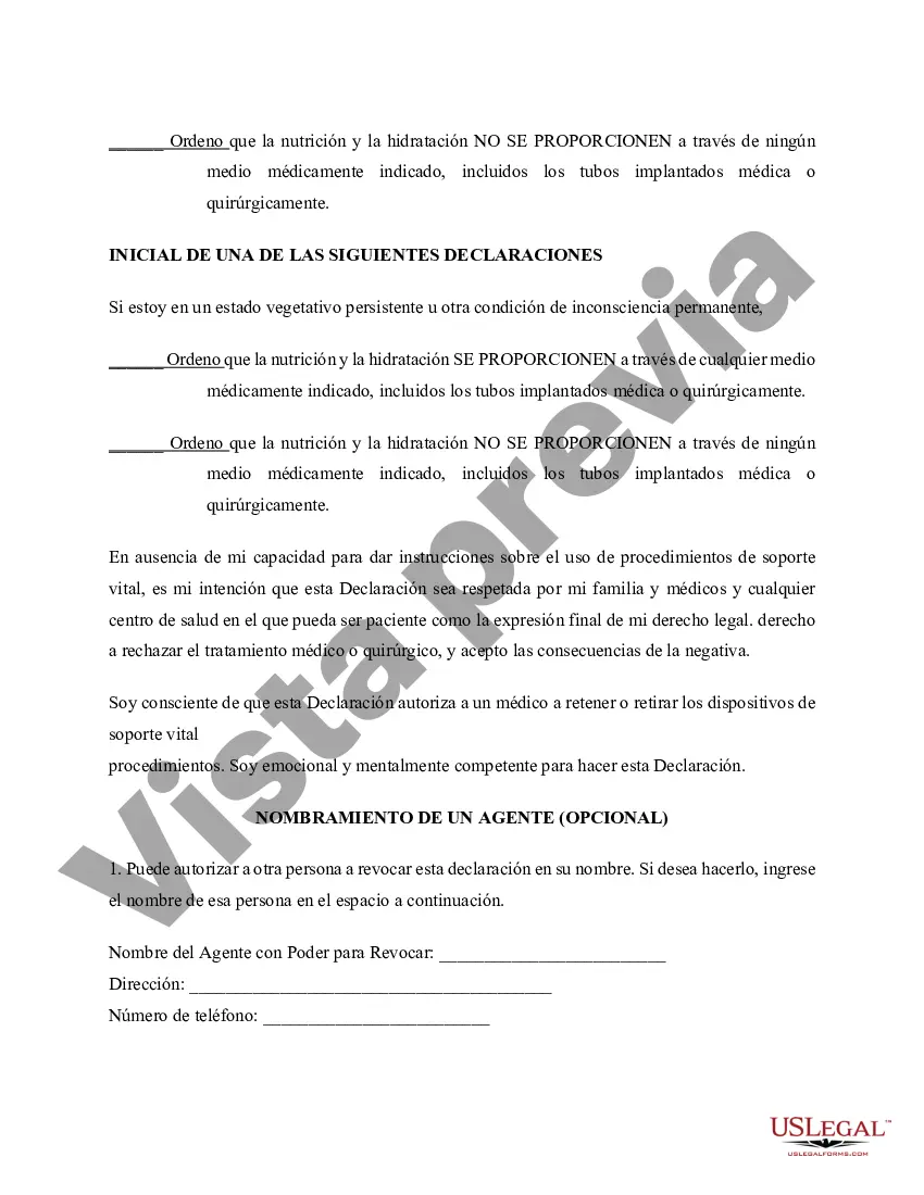 Preview Equivalente estatutario de testamento en vida o declaración de deseo de muerte natural - Estatutario