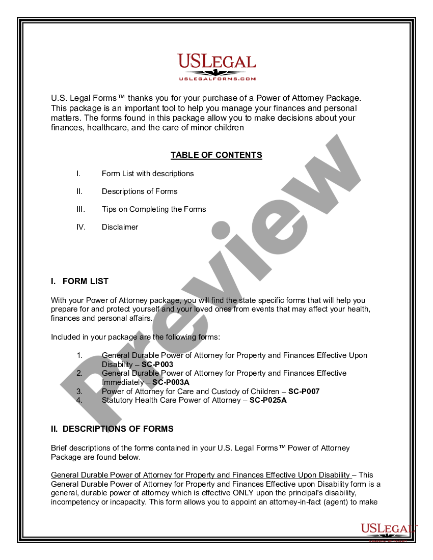 page 1 Power of Attorney Forms Package preview