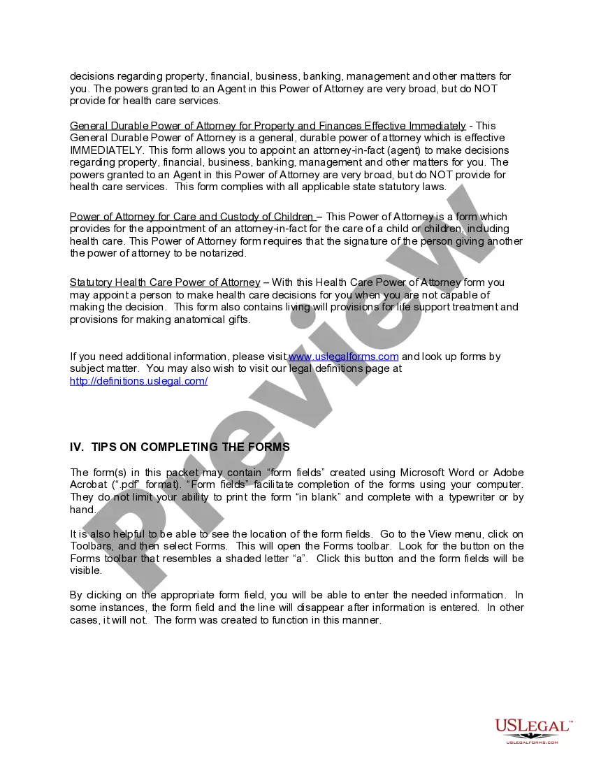 Preview South Carolina Power of Attorney Forms Package