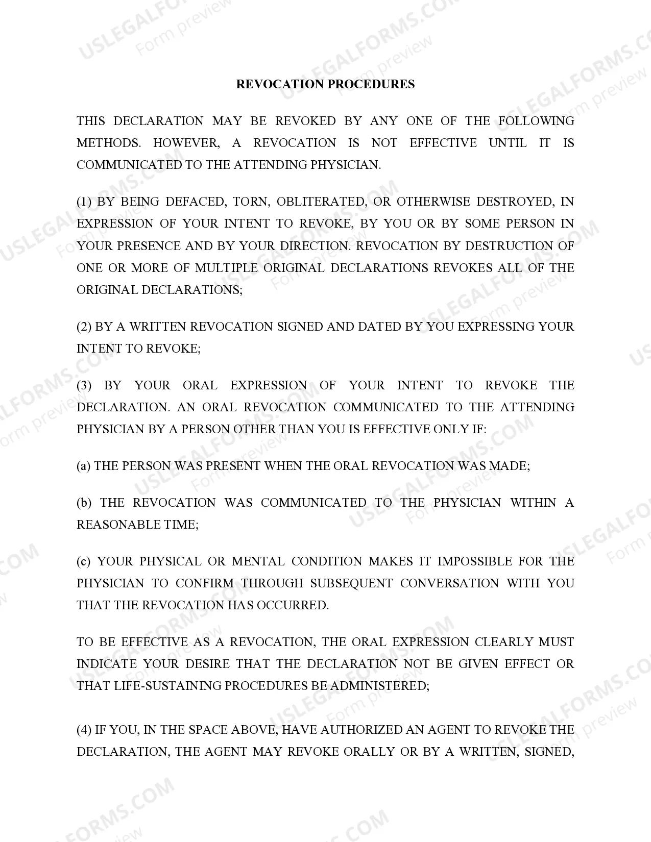 Preview Statutory Equivalent of Living Will or Declaration for a Desire of a Natural Death - Statutory