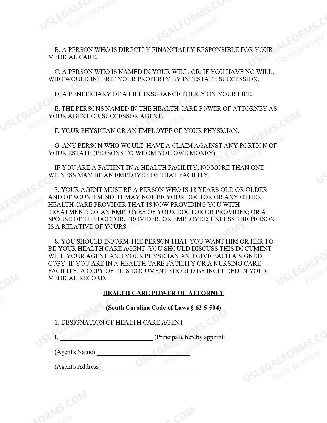 Preview Statutory Health Care Power of Attorney